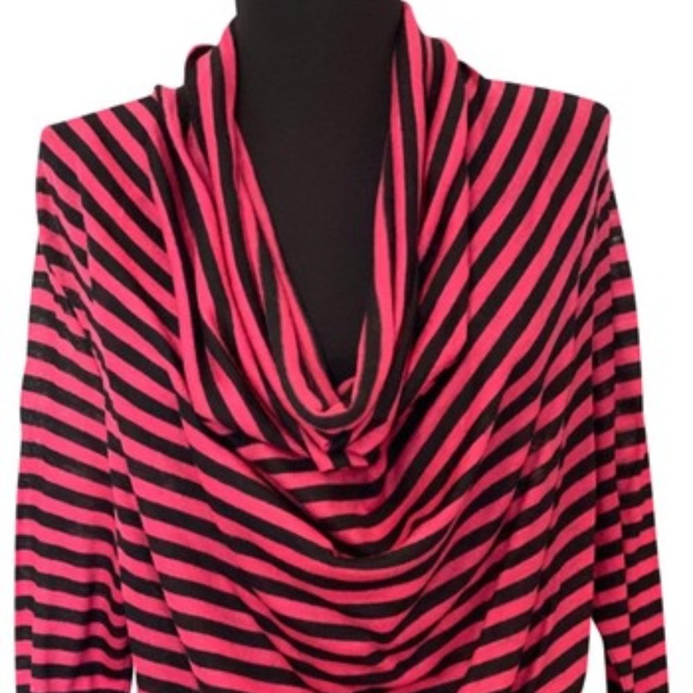 ~Les Copains Pink Stripe Cowl Neck Sweater - small $595+tax retail